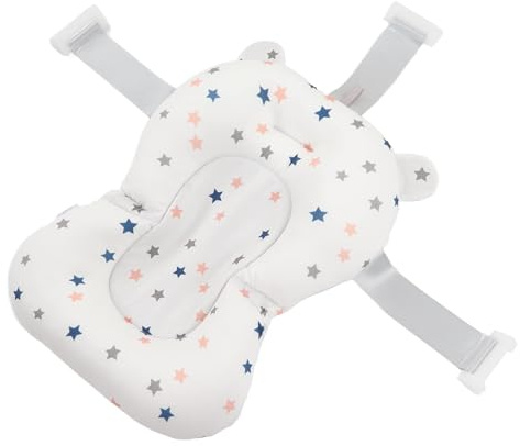 Baby-Badewannenauflage mit Badewannensitz und Badekissen für Neugeborene - Badewannenmatte für Kleinkinder - Geschenke (Weiß)