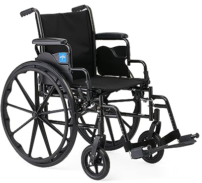 Medline 16” Height Adjustable K3 Wheelchair with Swing-Back Desk-Length Arms & Swing-Away Footrests, 300 lbs. Capacity, Transport Aid, Adults & Seniors