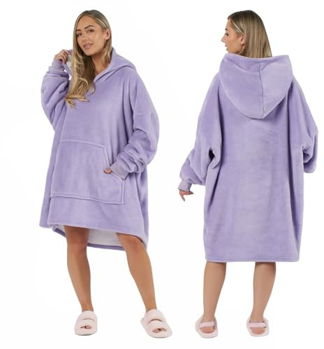 Sienna Hoodie Decke Kuscheldecke mit Ärmeln Deckenpullover Vielseitig Tragbare Decke zum Anziehen für Damen & Herren, Sweatshirt Warm Kuschelpullover Erwachsene weich Ärmeldecke Oversize