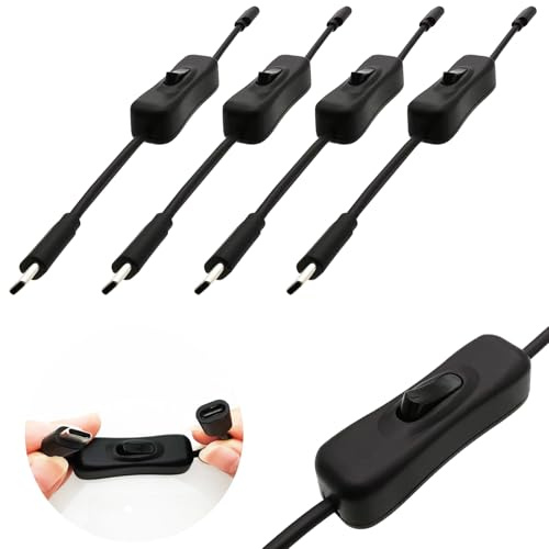 CTRICALVER Typ-C-Schalter, 4er-Pack 20 cm Typ-C-Netzschalter-Verlängerungskabel, geeignet zum Anschließen von Laptops, Festplatten, Mobiltelefonen, USB-Sticks zur Datenübertragung