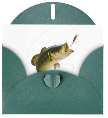 OPSREY Geburtstagskarte mit Köder mit Angelschnur, der kleine Fisch isst, bedruckte Geburtstagskarte mit Umschlag, Dankeskarte, Grußkarte für alle Anlässe