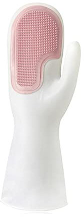 DUnLap Cleaning Gloves Magic Silicone Dishwashing Gloves Scrubber Dish Washing Soft Latex Rubber Scrub Gloves Kitchen Supplies Tableware Cleaning Tools Eco Friendly Cleaning Gloves(Pink 1 Pc)
