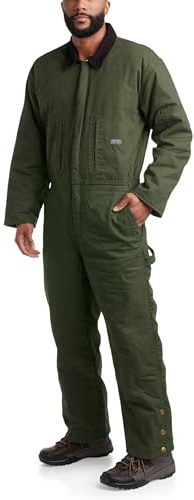 Bass Creek Outfitters Mens Coveralls - Water Resistant Long Sleeve Work Wear Jump Suit Insulated Coveralls for Men, Size Large, Olive