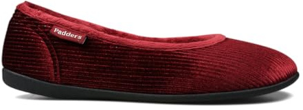 Padders ballerina bred E passform kvinnors minnesskum tofflor, Vinter röd gnistrande sladd, 6 UK Wide