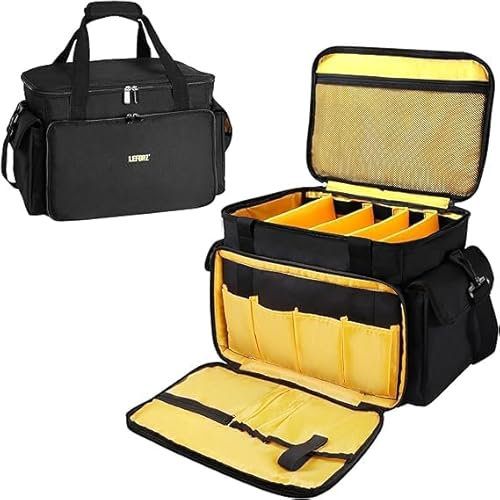 Borsa per DJ, borsa per attrezzatura da DJ, organizer per cavi da DJ con divisori staccabili e fondo imbottito, borsa da viaggio per musica professionale, attrezzatura audio, strumenti musicali e