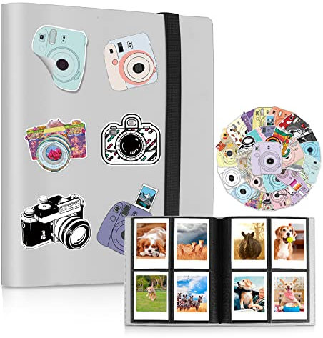 Mini-Fotoalbum 160 Taschen für 2 * 3 Zoll Foto kompatibel mit Fujifilm Instax Mini Film/Kpop Fotokarten (Grau)