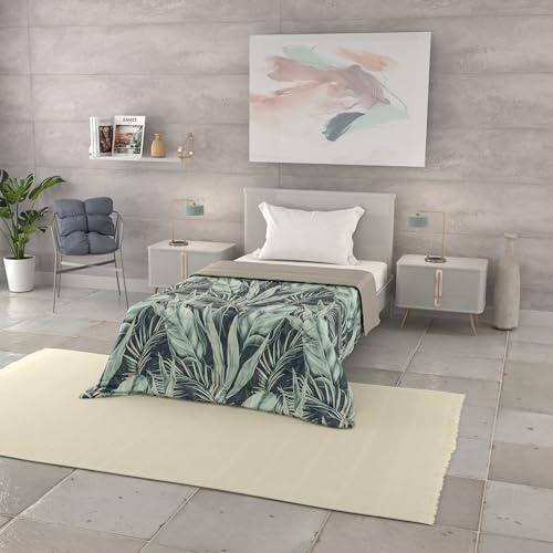 Italian Bed Linen Basic Couette d'été en Microfibre imprimée, Tropical, 160x240cm