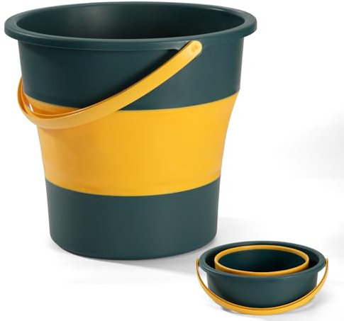 Secchio Pieghevole da pesca portatile soluzione salvaspazio retrattile 10 litri secchio mozzicone per campeggio, viaggi, lavaggio auto, pulizie bucato blu