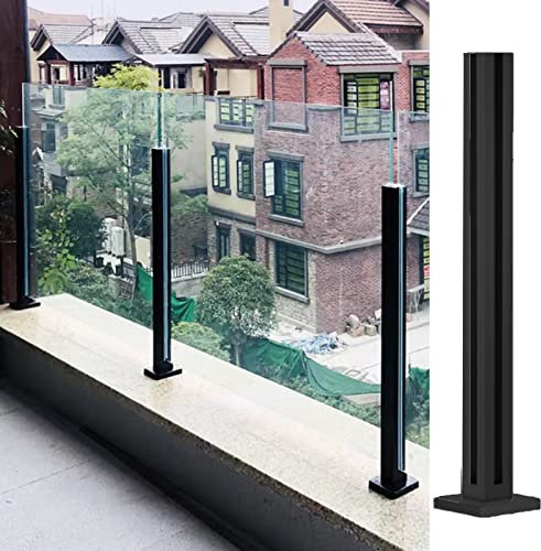 Gewerblicher bodenstehender Glasgeländerpfosten, Terrassenplattform-Korridor-Glasbalustradensystem für 10 mm oder 12 mm Glasscheibe (Farbe: Farbe Grau, Größe: 115 cm/45,3 Zoll)