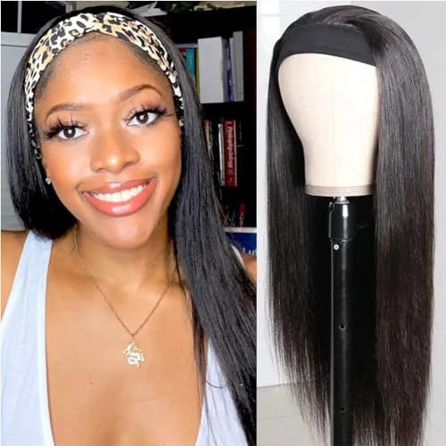 Perruque Bandeau Cheveux Humain Bresilienne Lisse Tissage Naturel Straight Headband Wigs Perruques Pour Les Femmes Noires Sans Colle Perruque Avec Bandeau 12 inch