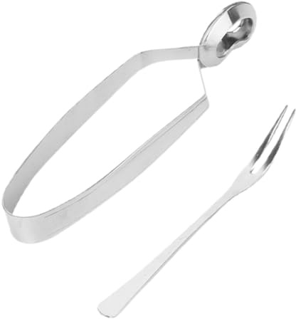 CATIEBYE 1set Stainless Steel Escargot Tongs and Fork Ergonomic Kitchen Tool for Snails and Shellfish Easy to Use Escargot Serving Utensils for and Entertaining