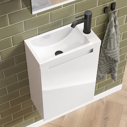 Zentrobad Premium Handwaschbecken mit Unterschrank 40 cm weiß glänzend lackiert
