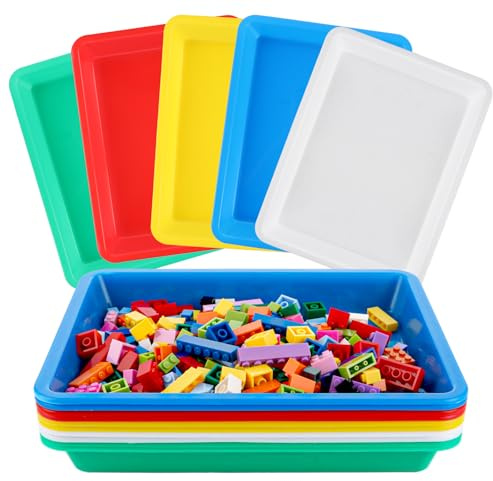 DAJAVE 20 Stück Materialschalen, 28x21x3CM Plastikschalen Rechteckig, Serviertablett Klein, Materialschalen für Malerei, Kunsthandwerk, DIY-Projekte, Lustige Heimaktivitäten (5 Farben)