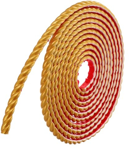 sourcing map Garniture de moulage autocollante pour murs, 1,5 cm x 4,9 m, bande de moulage flexible, bande de panneau mural, bordure de papier peint pour bricolage, sol, mur, plinthe, doré