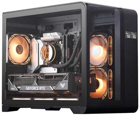 darkFlash ATX Boîtier PC de Jeu Moyen avec écran, Trois Verres latéraux, Double Vision complète, 4 Ventilateurs PWM ARGB pré-installés, Compatible RTX 40 (L280) (MATX, Noir)