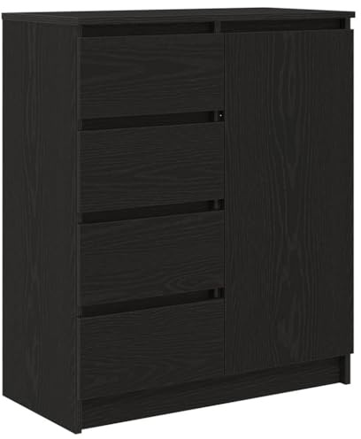 vidaXL Skänk med lådor svart ek 71x35x84 cm konstruerat trä, förvaringsskåp, sideboard skåp, hall skåp, bufféskåp, kök förvaringsskåp