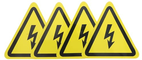 Anneome 4 Pezzi Etichette di Sicurezza Alta Tensione, Triangolo Giallo in Pvc, Avviso Rischio Elettrico per Laboratori e Fabbriche