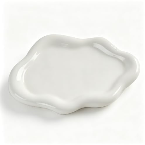 CCHONGCC Ceramic Jewellery Dish Trinket Dish Jewelry Tray Cloud Shape Tray Perfume Tray Rings/Earrings/Bracelets/Watch/Keys Tray for Valentine's Day//Mother's Day/Birthday Gift (White)