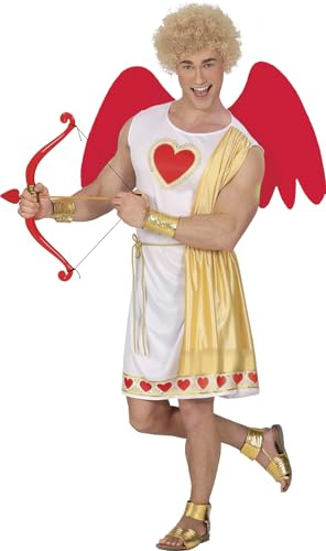 FIESTAS GUIRCA | Älskar bågskytt kostym för vuxna (48-50/M) - Klänning, vingar och bälte - Cupiddräkter för Halloween, karneval och kostymfester - perfekt för män - vitt och guld
