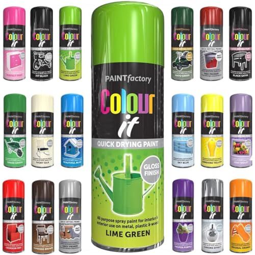 Spray Paint Lime Green Gloss Aerosol 400ml Cans - Quick Dry, All Purpose Spray Paint for Interior and Exterior Ideal for Wood, Metal, Plastic, Indoor & Outdoor Use