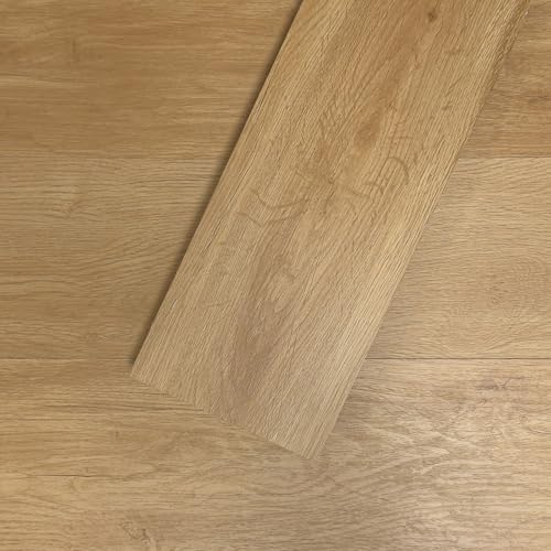 Mysflosy Vinylboden Selbstklebend, PVC Bodenbelag holzoptik wasserdicht, Eiche Blond 15,24 cm x 91,44 cm vinyl bodenbelag, 36 Dielen, Abdeckung 5 m²