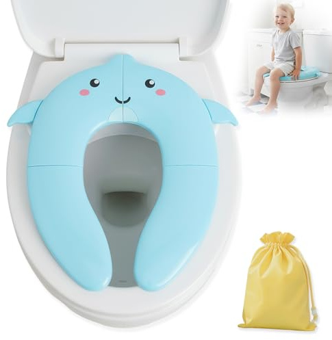 Adaptador WC Niños, Portatil para Inodoro para Niños, Reductor de Inodoro para Viajes y Entrenamiento de Baño, con 1 Bolsa de Transporte (Azul)