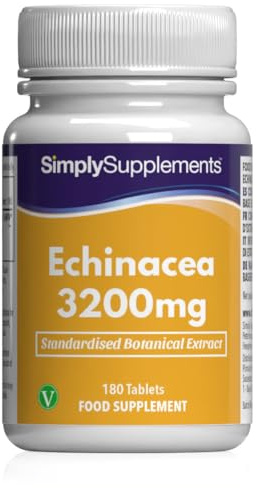 Echinacea 3200mg | Integratore Naturale | 180 Compresse Vegane | 6 Mesi di Fornitura | SimplySupplements