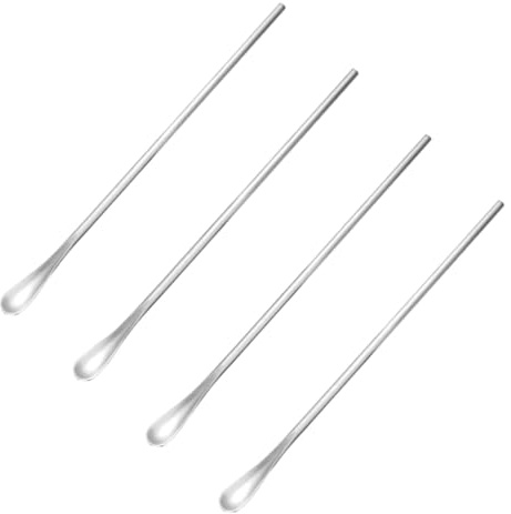 POPETPOP 4 pièces Lot de Cuillères à Café Longues Inox pour Mélanger Miel et Boissons Poignée Ergonomique Argentée Cuillères Pratiques pour Café Cocktails et Desserts