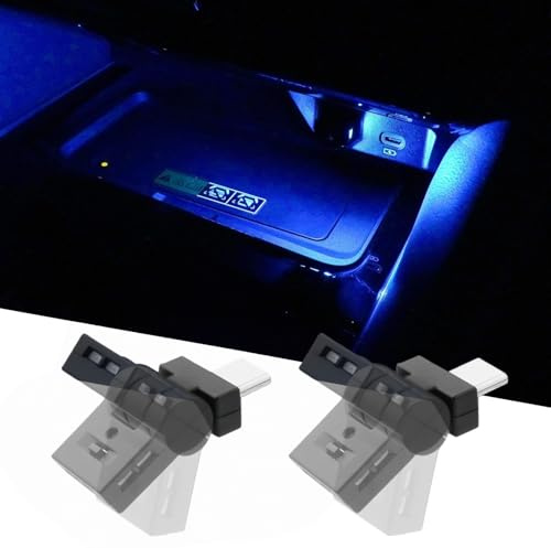 joonnair 2 Luci Interne per Auto Mini USB Tipo C, 8 Colori, Angolo Regolabile, Luci Interne per Auto USB, Luce Notturna, Lampada Interna per Auto USB Plug In per Lettura e Sonno