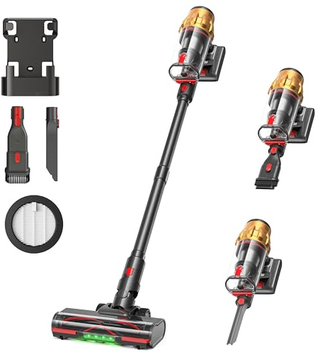 Lubluelu Akku-Staubsauger kabellos 550W/50KPa, bis zu 50 Minuten Laufzeit, Staubsauger mit Smart Display & Anti-Tangle-Bodenbürste, leicht & flexibel, für Tierhaare, Teppiche und Hartböden