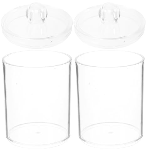TOYANDONA 2 Frascos Acrílicos Transparentes para Hisopos de Algodón, Organizadores de Baño Multiusos, Tarros Pequeños para Almacenamiento Doméstico, Contenedores de Acrílico sin Tapa