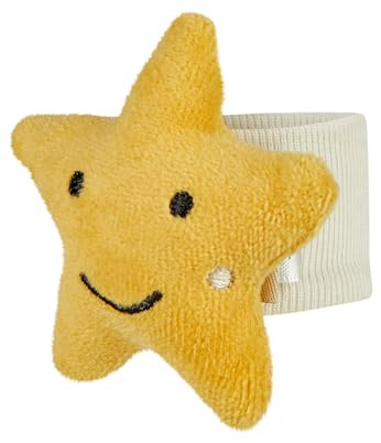 Sterntaler Armrassel Stern, Baby-Spielzeug für Hände, elastisches Bündchen, leicht anzuziehen, Rassel zum Spielen und Greifen, 7,5×7,5×3 cm, mattgelb