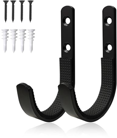 UBRAVE 2 Pezzi Ganci Parete per Garage, Supporti Muro per Fucili, Stoccaggio a Parete, per Scale, Attrezzi, Organizzazione Spazi, con Imbottitura, per Appendere Arco Pistola Tiro Display, Nero