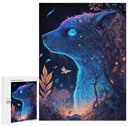 Puzzle difficile pour adultes 500 pièces Gardien de la forêt enchantée - 2 puzzles - Décoration murale - Cadeau d'anniversaire - 500 pièces