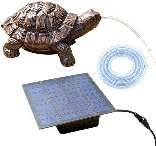 Cracheur d'étang Solaire-Fontaine de Tortue en résine, aérateur d'eau à énergie Solaire pour Petits étangs et décoration de Jardin