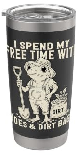 Hoes Dirt Bags Funny Gardening Pun Sarcastic Frog Stainless Steel Insulated Tumbler