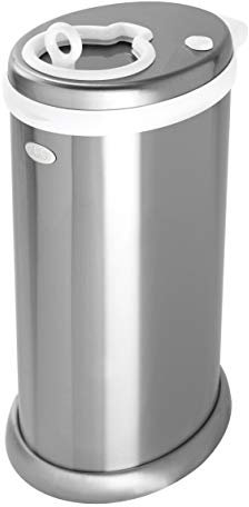 Ubbi Steel Diaper Pail, Odor Locking, No Special Bag Required, Award-Winning, Registry Must-Have, Silver Chrome