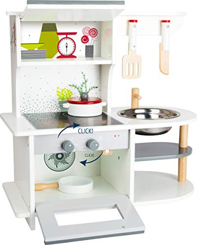 small foot Kinderküche Grazil mit Backofen, Pfanne, Kochtopf, Küchenhelfern und Waschbecken, ab 3 Jahren, 11159, 45 x 22 x 42 cm