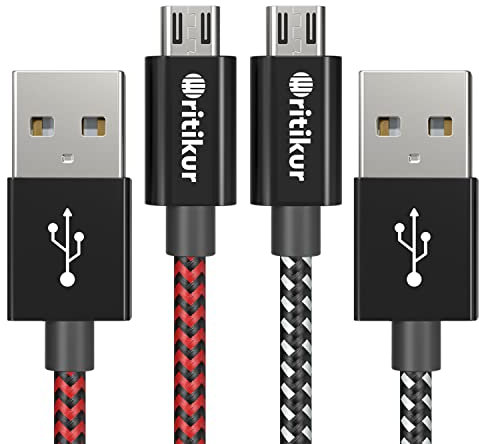 KOOWOD PS4 Controller Charger Charging Cable 10FT Nylon Braided Micro USB 2.0 High Speed Data Sync Cord for Playstation 4, PS4 Slim/Pro, Xbox One S/X Controller