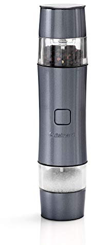 Cuisinart Electric Salt and Pepper Grinder Set Rechargeable Seasoning Mill No Batteries needed, 20 min charging Measuring cap Adjustable Grind settings 3 year guarantee Blue