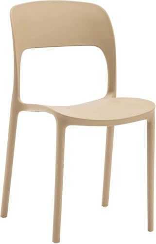 KONTE.DESIGN Set di 4 sedie SOUTH BEACH in polipropilene, Beige, 43x51x83 cm