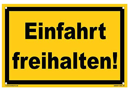 Kleberio® Ausfahrt freihalten Schild - Einfahrt freihalten! - 30 x 20 cm mit Bohrlöchern Parkplatzschild Parkverbotsschild Verkehrsschilder einfahrt freihalten Schilder parken verboten