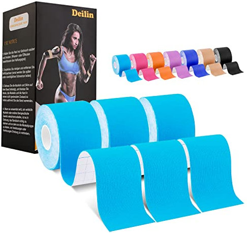 Deilin Kinesiotapes (6m*5cm Ungeschnittene Rolle), wasserfestes & elastisches Kinesiologie Tape, hautfreundlich Kinesio Tapes für den Sport, für Knie, Schulter und Ellenbogen, Muskelstraffende Bänder