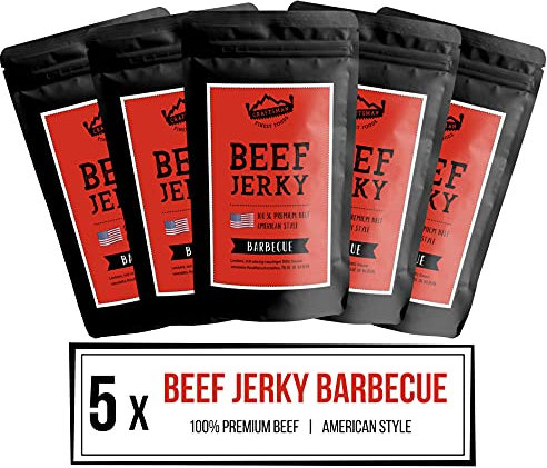 Craftsman Beef Jerky Barbecue 250g (5 x 50g) | Trockenfleisch aus Deutschland - Bayern | American Jerkey Set | 100% Rindfleisch | BBQ | Meat Snack MADE IN GERMANY