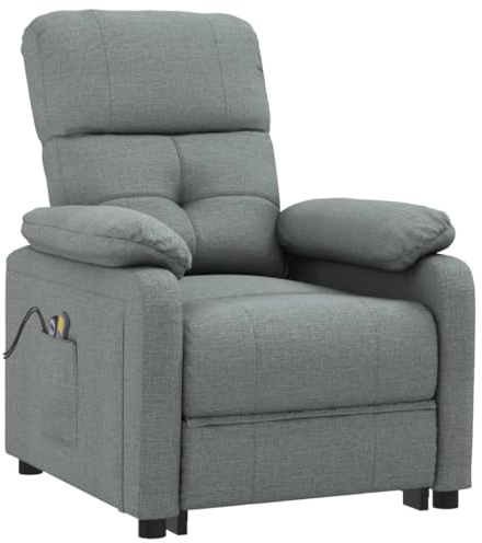 vidaXL Massagesessel, Sessel Verstellbar Elektrisch, Relaxsessel mit Liegefunktion Vibrationsfunktion, Fernsehsessel Liegesessel, Dunkelgrau Stoff