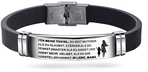 HAYOUWAY Einstellbar Armbänder Silikonarmband Silikon Edelstahl Armband Geburtstagsgeschenk Abschlussfeier Geschenk für Sohn Tochter Herren Damen