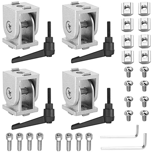 JiGiU 4PCS Gelenkverbinder Winkelverbinder für 2020 Aluprofil Nut 6, Silber | Einstellbarer Winkelverbinder Zinklegierung, Flexibler Scharnier 180° Drehbar mit Klemmhebel für 3D-Drucker Montagezubehör