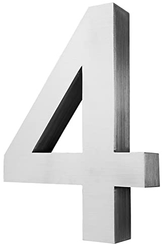 V2Aox Edelstahl Hausnummer 20 cm Groß Gross Haus Nummer Zahlen Buchstaben Hausnummernschild Hausnummern Schild Gebürstet 2D 3D Arial, Hausnummer/Ausführung:4 / 3D