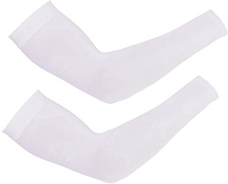 CMC-PROGEAR Armstulpen für Damen und Herren, kühlende UV-Schutz, Sonnen-Ärmel, Tattoo-Abdeckung, Kompression, Sportmanschette zum Abdecken der Arme, 2 Paar: Weiß, G