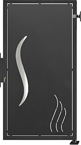 Puerta de Valla Exterior Modelo MAR, Cancela Abatible de Dos Hojas para Jardín y Entrada, Metal, Negro Forja (3000x1800 mm, 3500x1800 mm, 1000x1800 mm)